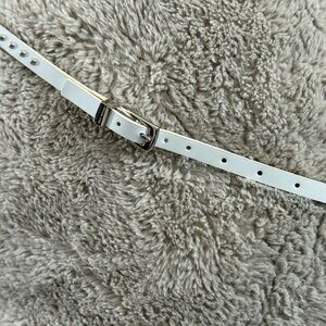 Michael Kors White Leather Belt with Silver Hardware
